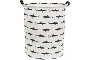 Sanjiaofen Kids Laundry Hamper,Canvas Shark Hamper Collapsible Boys Storage Baskets for Boys Room Decor,Nursery Hamper,Toy Organizer,(Shark)