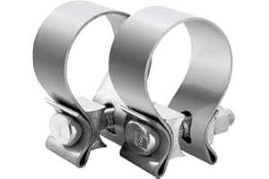 Vitonsbay 2.0 Inch Exhaust Clamp,2 Inch Narrow Exhaust Muffler Band Clamp Stainless Steel (2Pcs)