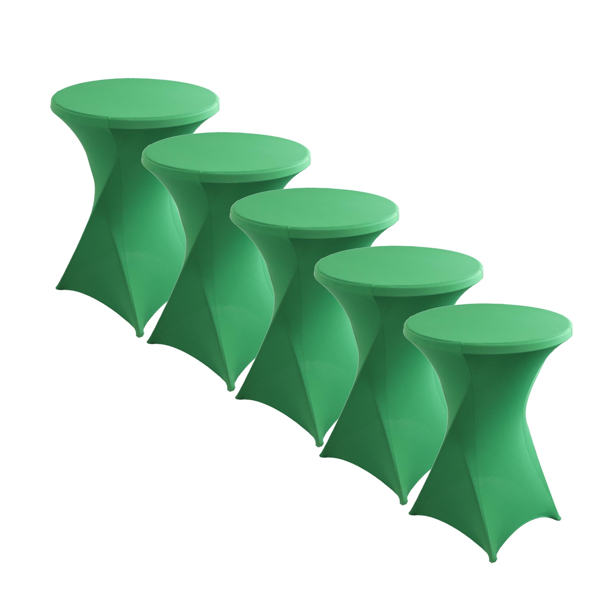 iEventStar Stretch Bar Table Covers Christmas Spandex Bar Table Covers Bar Tables Wedding Round Tablecloth for Bistro Table Cocktail Party christmas decorations (Green, Set of 5 - Diameter 80-85 cm)