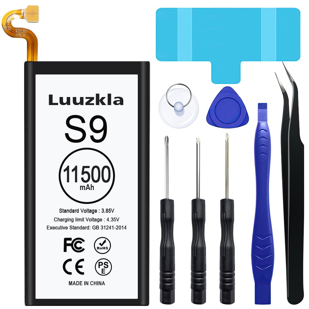 Luuzkla 11500mAh Battery Compatible with Galaxy S9 (2024 New Upgrade), Super Capacity Replacement Battery Compatible with Galaxy S9, with Full Tool Kits-0 Cycle-24 Months Service