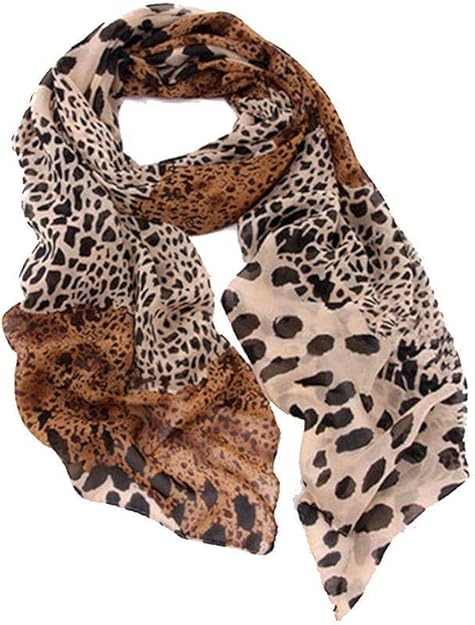 Women Leopard Print Scarf Silky American Leopard Animal Print