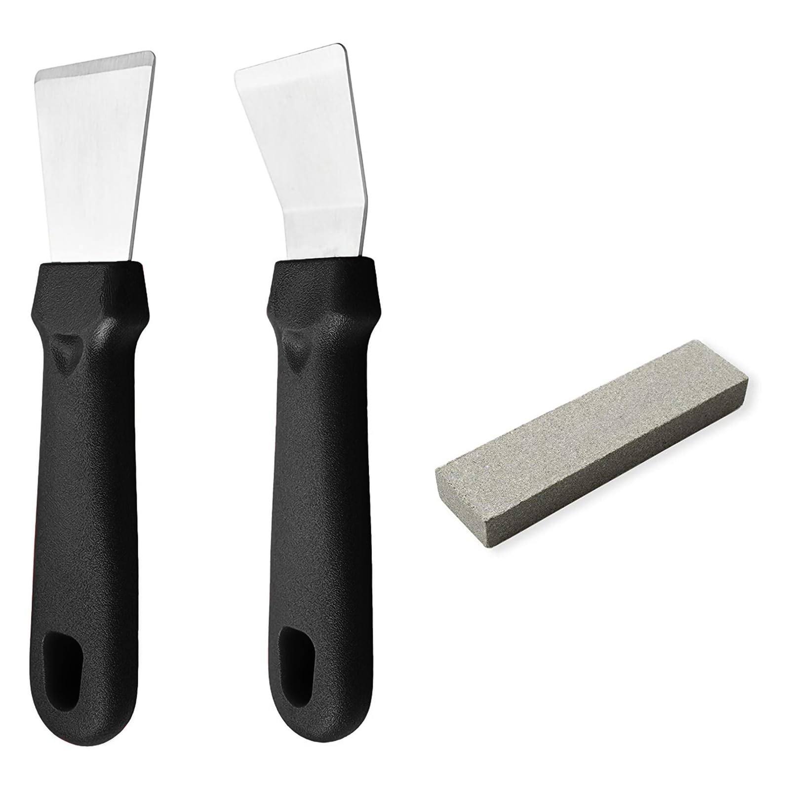JJWNMLL 2Pcs Cleaning Scraper for Ovens Stoves Induction Hob Stainless Steel Multi-Kitchen Scraper with Plastic Handle, Straight Version + Bending Version Black — image 1