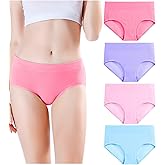 wirarpa Women's Underwear Cotton Mid Waisted Ladies Panties Full Coverage Briefs 4 Pack (Regular & Plus Size)