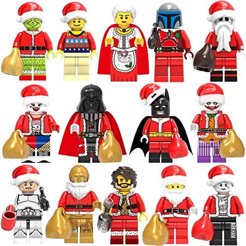 14pcs Senta Claus Minifigure Christmas Figures Santa with Toy Sack Christmas Gift Collectible Minifigure for Children Lego-Compatible (14PCS SENTA)