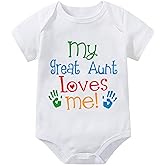 WOOYONGING My Great Aunt Loves Me Newborn Baby Outfits Unisex Short Sleeve Cute Newborn Boy Outfits White Boy Summer Romper