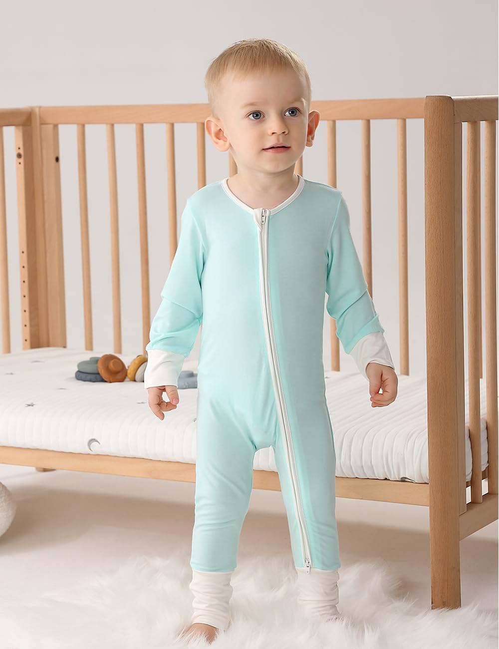 Mua JunNeng Rayon from Bamboo Baby Romper Sleeper with Mitten Cuffs ...