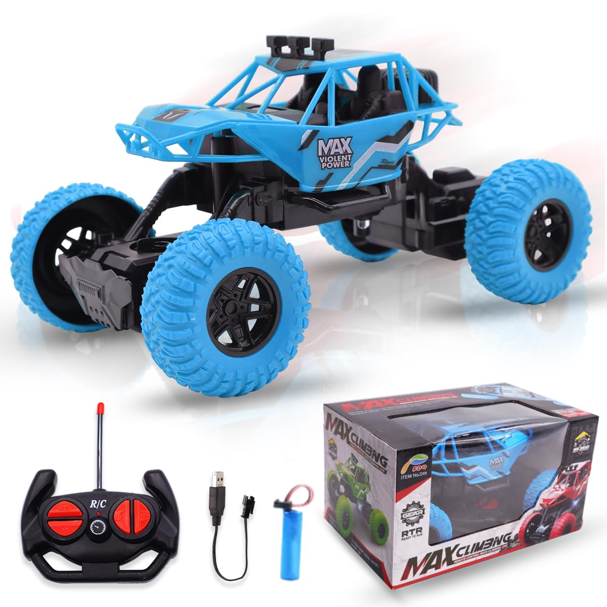 LKNBIF Remote Control Cars, Kids RC Cars High-Speed Off-Road Race Car with Rechargeable Battery, Radio Controlled Truck Toy for Kids Christmas Birthday Gifts for Aged 4 and Up-Red