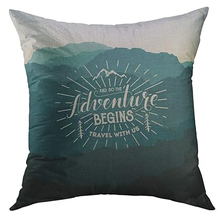 Amazon Com Mugod Decorative Throw Pillow Cover Hipster Adventure