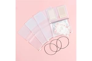 Dwpetzo Clear Zipper Pocket for Travelers Notebook, 4 Insert Passport Size Pouch Refill with 4 Elastic Bands for TN Accessories Paper Card Holder