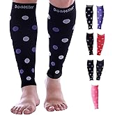 Doc Miller Calf Compression Sleeve for Women & Men, Footless 20-30mmHg Support for Shin Splints, Varicose Veins, Nurses, Running, Leg Pain Relief, Polka Dots, 1 Pair