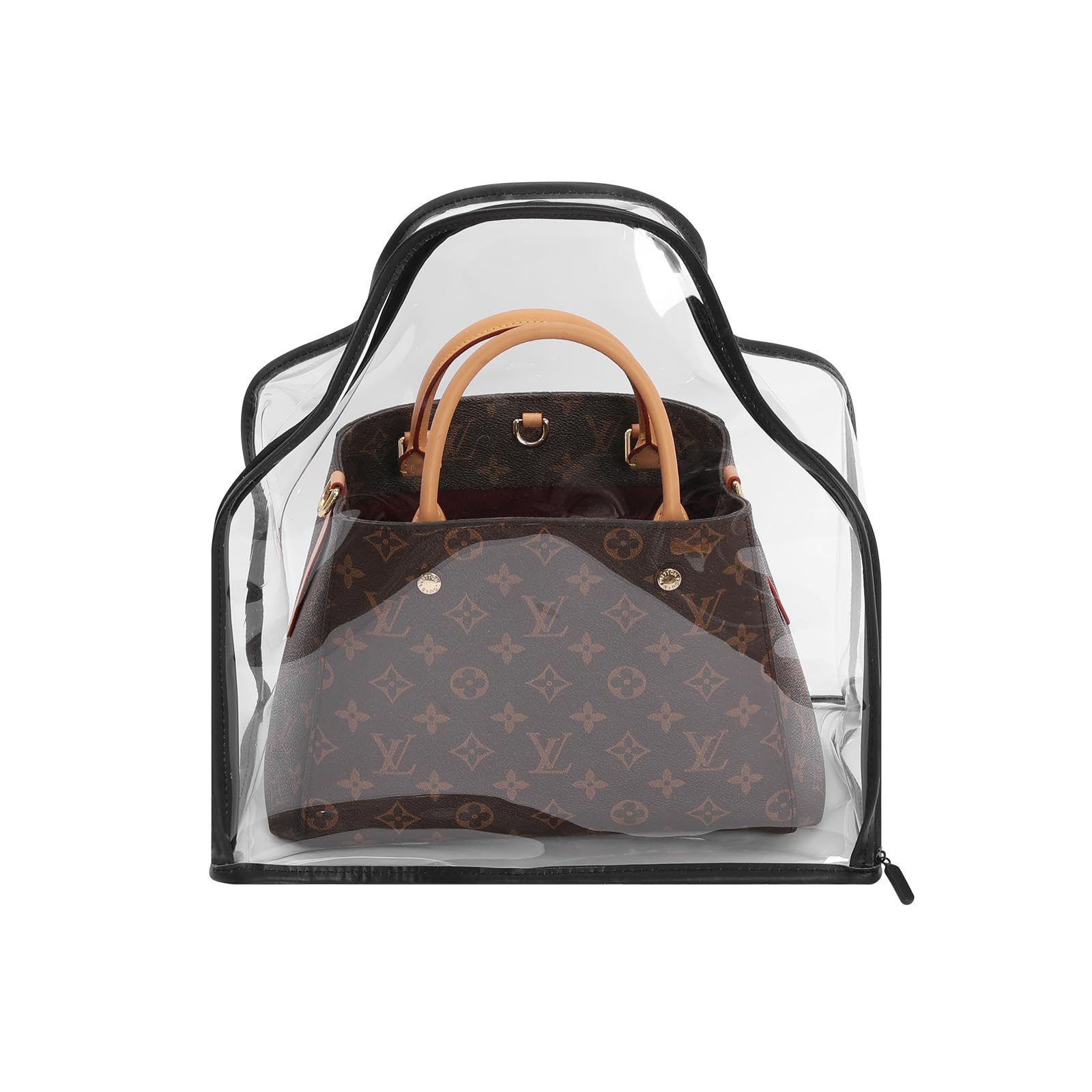 Photo 1 of Transparent Dust-Free Moistureproof Storage Cover for Luxury Handbags Premium Handbag Organizer with Zipper, Space-Saving Bag Holder for Purses & Totes (Arc-shaped, Small 26)