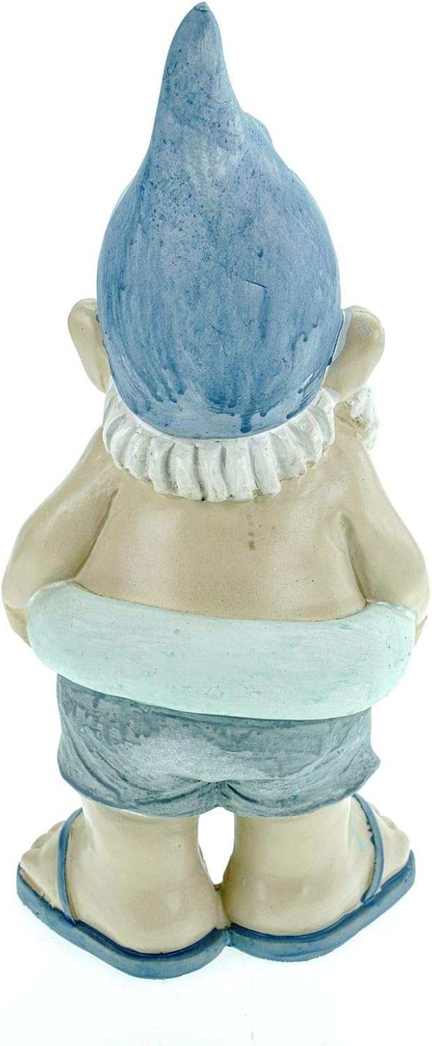 Garden Gnome with Swim Ring 31 cm Garden Gnome Figure, Blue, 31 x 16 x 16 cm - Image 5