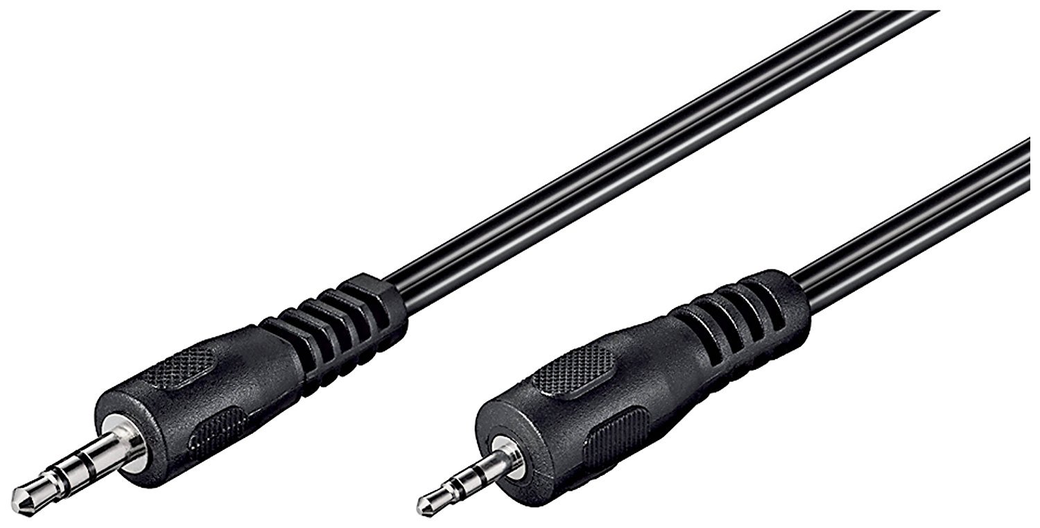 Goobay 50459 Audio AUX Adapter Cable, 3.5 mm to 2.5 mm Stereo, Black, 2 m Cable Length