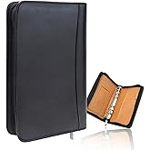 Black A6 Budget Binder Zipper PU Leather Binders Cover Refillable 6 Rings Loose Leaf Binding Cover for Planner Traveller Journal Accessories Supplies (Black A6 Binder)