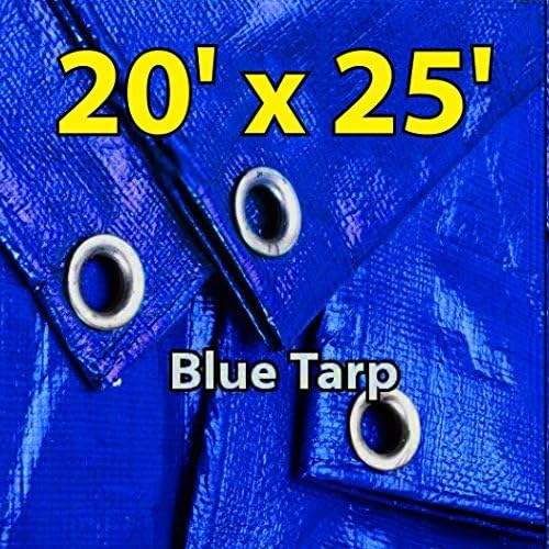20'x25' Blue Multi-purpose 6ml Waterproof Poly Tarp Cover with Tent Shelter Camping Tarpaulin By Prime Tarps by Prime Tarp