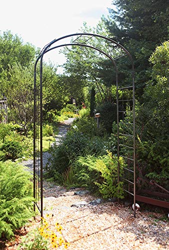 Achla Designs ARB-10 Monet Wrought Iron Arbor Metal Garden Arch, Graphite