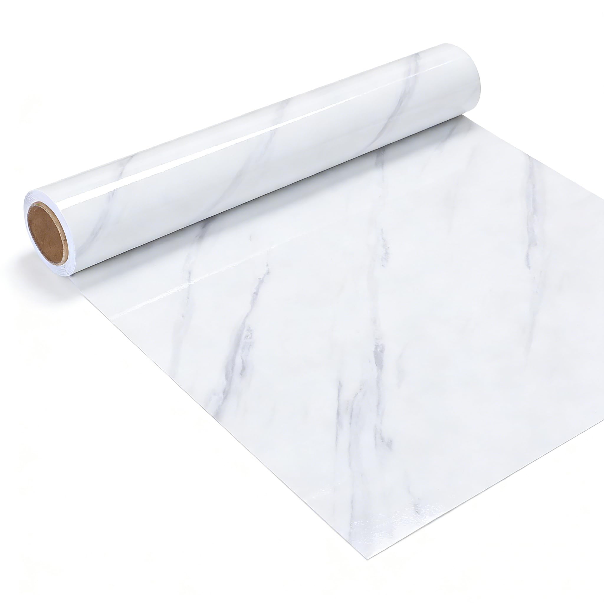 VEELIKE White Marble Wallpaper Self Adhesive Contact Paper Marble Vinyl Wrap for Kitchen Worktop Sticky Back Plastic Roll Bathroom Counter Top Vinyl Covering Table Washable Removable 40cm x 300cm — image 1