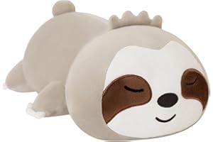 SQEQE Weighted Sloth Plush, Weighted Sloth Stuffed Animal for Anxiety, Cute Sloth Plushies Sloth Pillow Toy Gift for Kids Adults Brown 9.8 Inch, 0.8 lbs