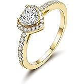MDFUN Luxurious 18k Gold Plated Cubic Zirconia Wedding Engagement Rings Eternity Bridal Band Halo Rings