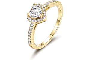 MDFUN Luxurious 18k Gold Plated Cubic Zirconia Wedding Engagement Rings Eternity Bridal Band Halo Rings