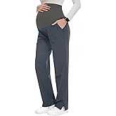POSHGLAM Women's Maternity Scrubs Pant 6-Pocket Stretchy Comfy Workwear Casual Pregnancy Pants, S-XXL