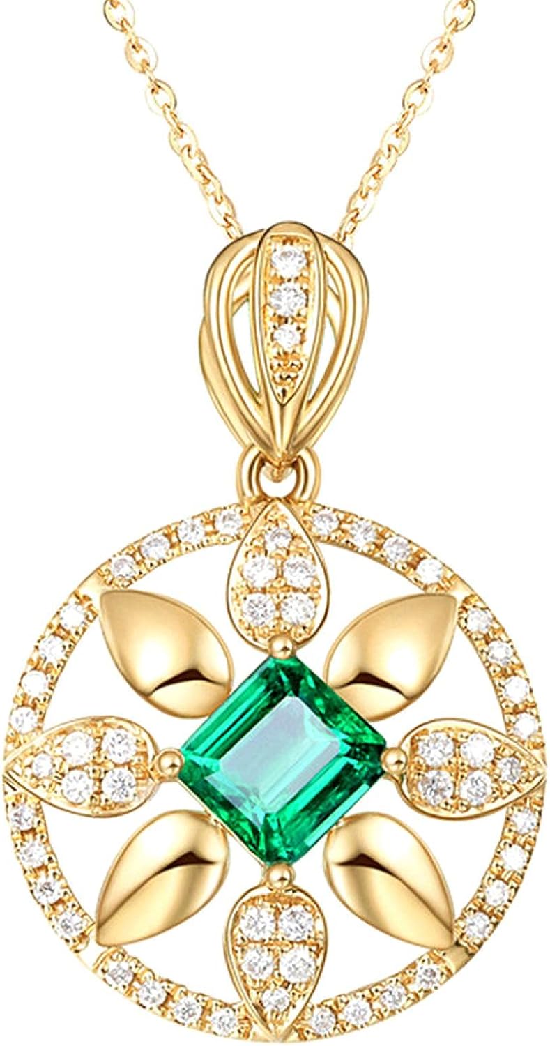 Emerald Choker Pendant Necklace Women Crystal Gemstone Zircon Diamonds Chain Jewelry
