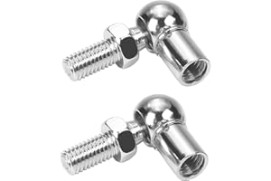 Heyiarbeit 2Pcs Rod End Ball Bearing with Stud, M8 Female Thread 8mm Round Handle Dia A3 Steel Silver Tone