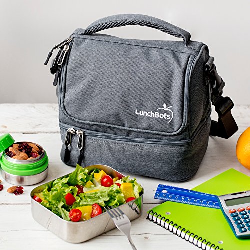 LunchBots Duplex Insulated Lunch Bag Dual Section Design Fits
