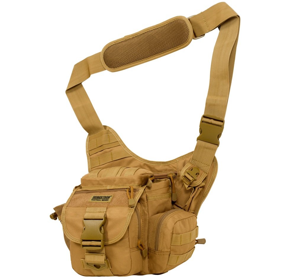 Seibertron Multi functional Tactical Assault Gear Sling Pack Range Bag Heavy Duty Shoulder Strap Hiking EDC Messenger Molle Backpack Travel Camera Compact Utility Military Bag Khaki โ image 1