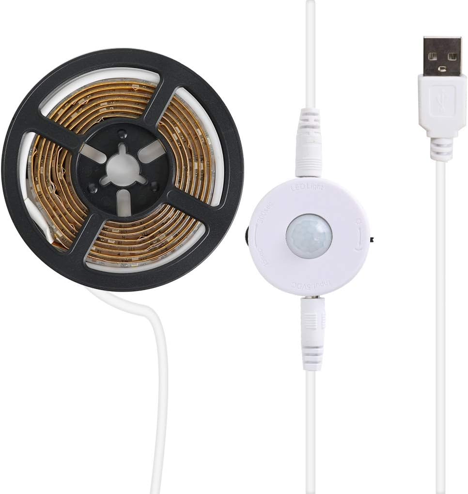 Lorsoul LED Smart Sensor Light Strip, 1M, White Light, for Wall/Bedside/Floor Illumination, Emergency