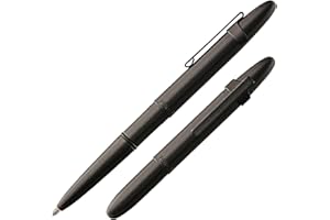 Fisher Space Pen Bullet Pen, Ballpoint, Brass, Matte Black, Black Ink, Pocket Clip