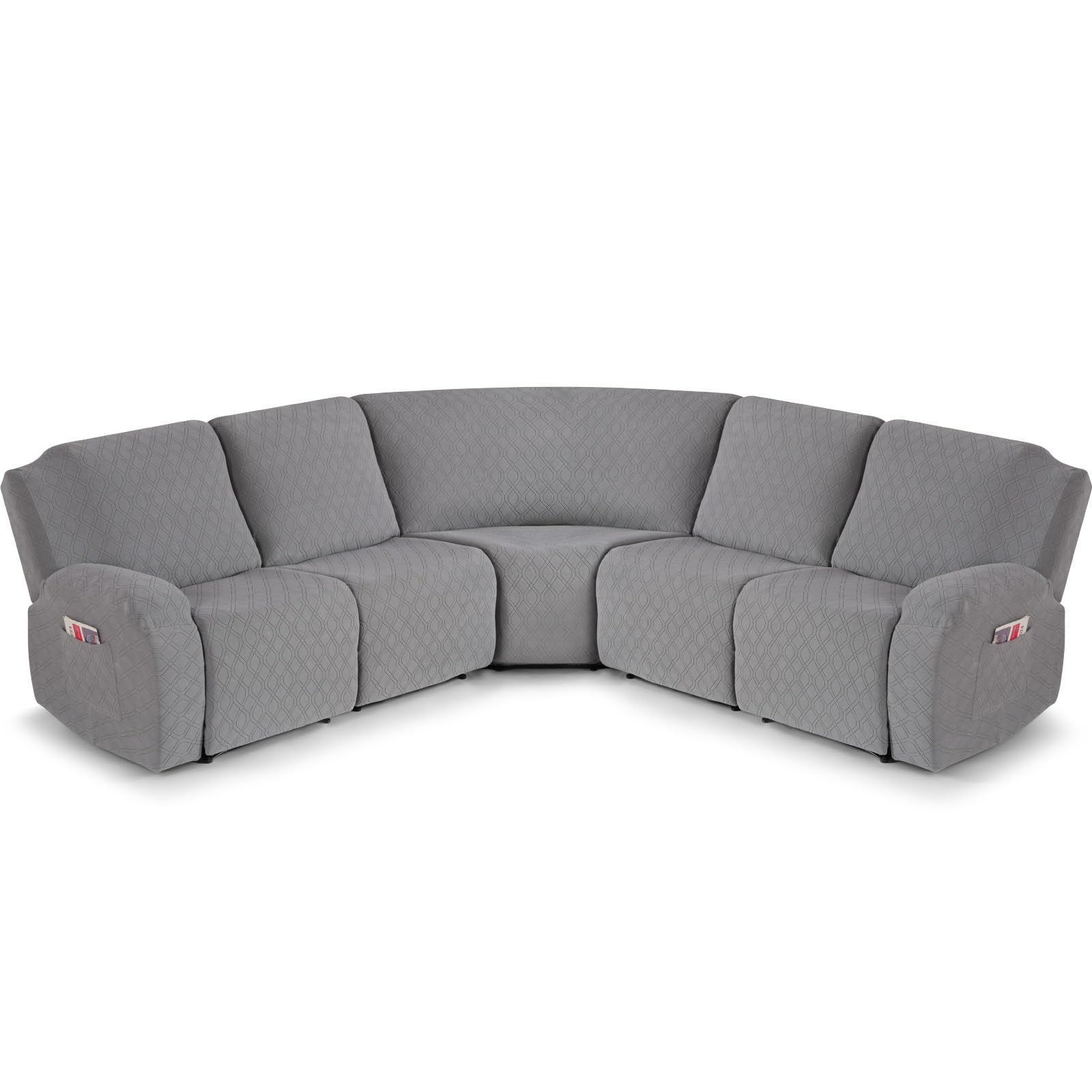Photo 1 of (partial set) (bagged) VANSOFY Extra Large Reclining Sectional Couch Covers, Washable 5-Piece Sofa Covers for L Shape Sectional Sofa Corner Seater, Thick, Soft Sofa Slipcovers (5 Seat Recliner Cover, Light Gray)