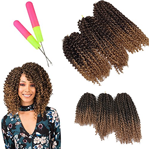 8 10 12 Inch 3packs Mali Bob Crochet Braids Hair Ombre Jerry Curl Marlybob Crochet Braiding Hair Afro Kinky Twist Braids Hair Extension(3pc/pack)(1b/27)