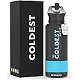 Coldest Sports Water Bottle with Straw Lid Vacuum Insulated Stainless Steel Metal Thermos Bottles Reusable Leak Proof Flask for Sports Gym (Matte Black, 32 oz)