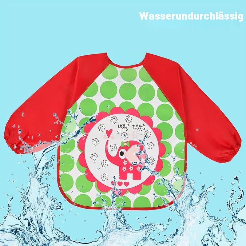 4 Stück Baby‑Lätzchen mit langen Ärmeln, waschbar & wasserdicht