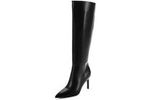 Easyfox Knee High Boots Women Pointed Toe Tall Boots 3 In Stiletto High Heel Long Boots Side Zipper Dress Knee High Boots