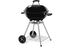 BEAU JARDIN Premium 18 Inch Charcoal Grill for Outdoor Cooking Barbecue Camping BBQ Coal Kettle Grill Tailgating Portable Heavy Duty Round with Thickened Grilling Bowl Wheels for Small Patio Backyard