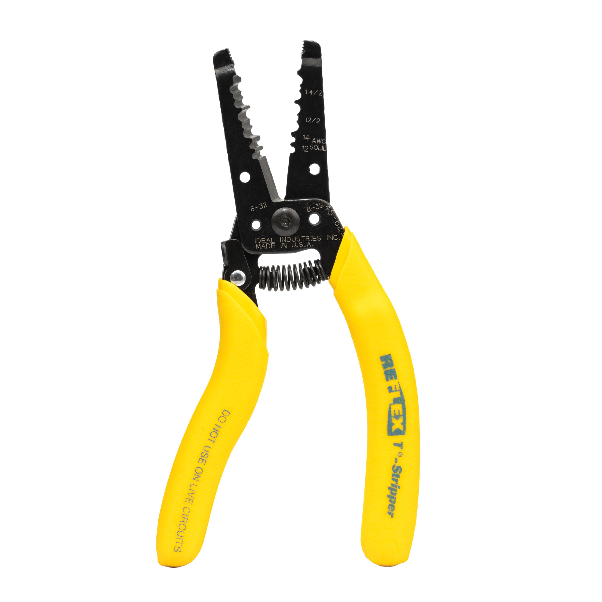 Ideal Electrical 45-621 Reflex Super 12/2 & 14/2 NM Cable T Stripper - Dual NM Wire Stripper with Thumb Rest, Plier Nose, Slide Lock, Textured Grips
