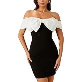 Floerns Women's Off Shoulder Short Sleeve Mini Dress Bow Front Bodycon Dresses