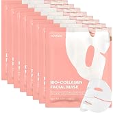 Bio-Collagen Facial Mask 8 EA, Hydrating &amp; Soothing Hydrogel Face Mask | Overnight Collagen Face Mask for Glass Skin &amp; Elasticity, Korean Skin Care