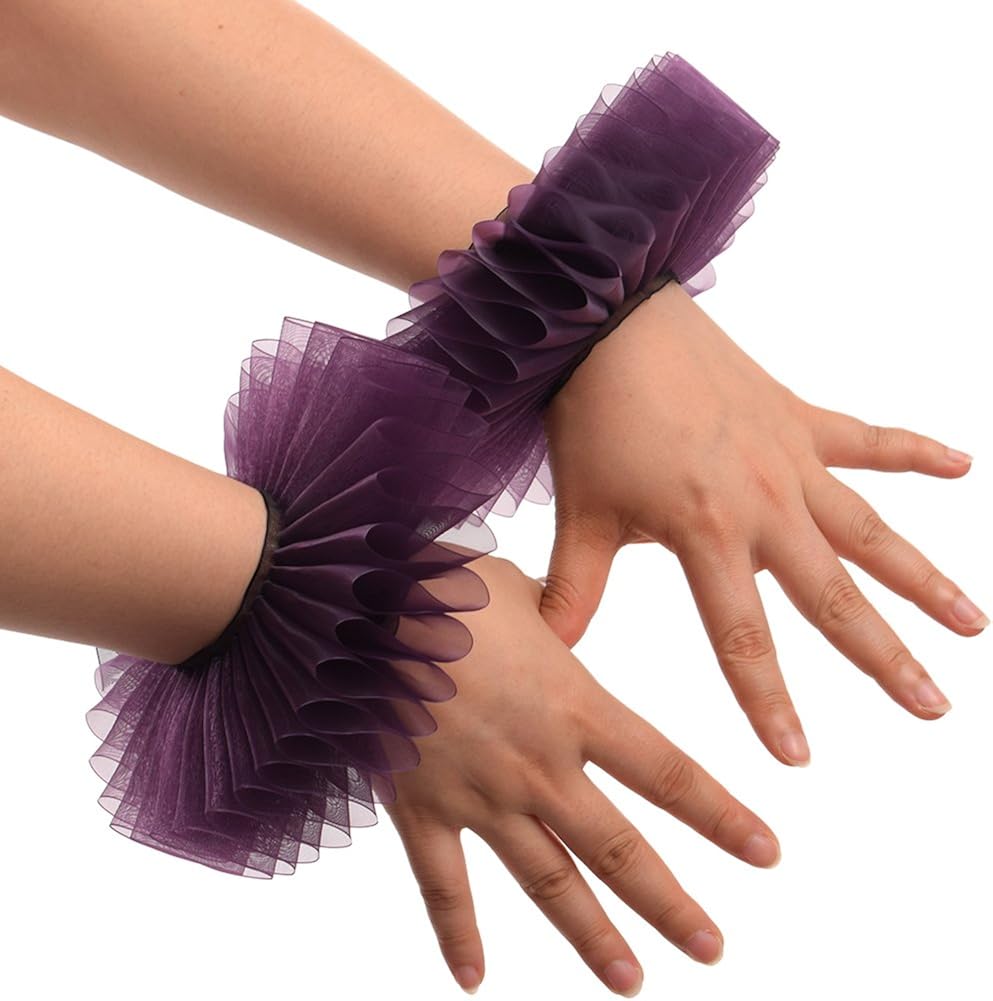 GRACEART Elizabethan Wrist Ruffs Ruffled Cuff Arm Bands For Fancy Dress (M)