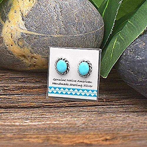 Genuine Sleeping Beauty Turquoise Stud Earrings, 925