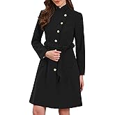 Allegra K Pea Coats for Women Long Winter Stand Collar Belted Single Breasted Trench Coat 2025