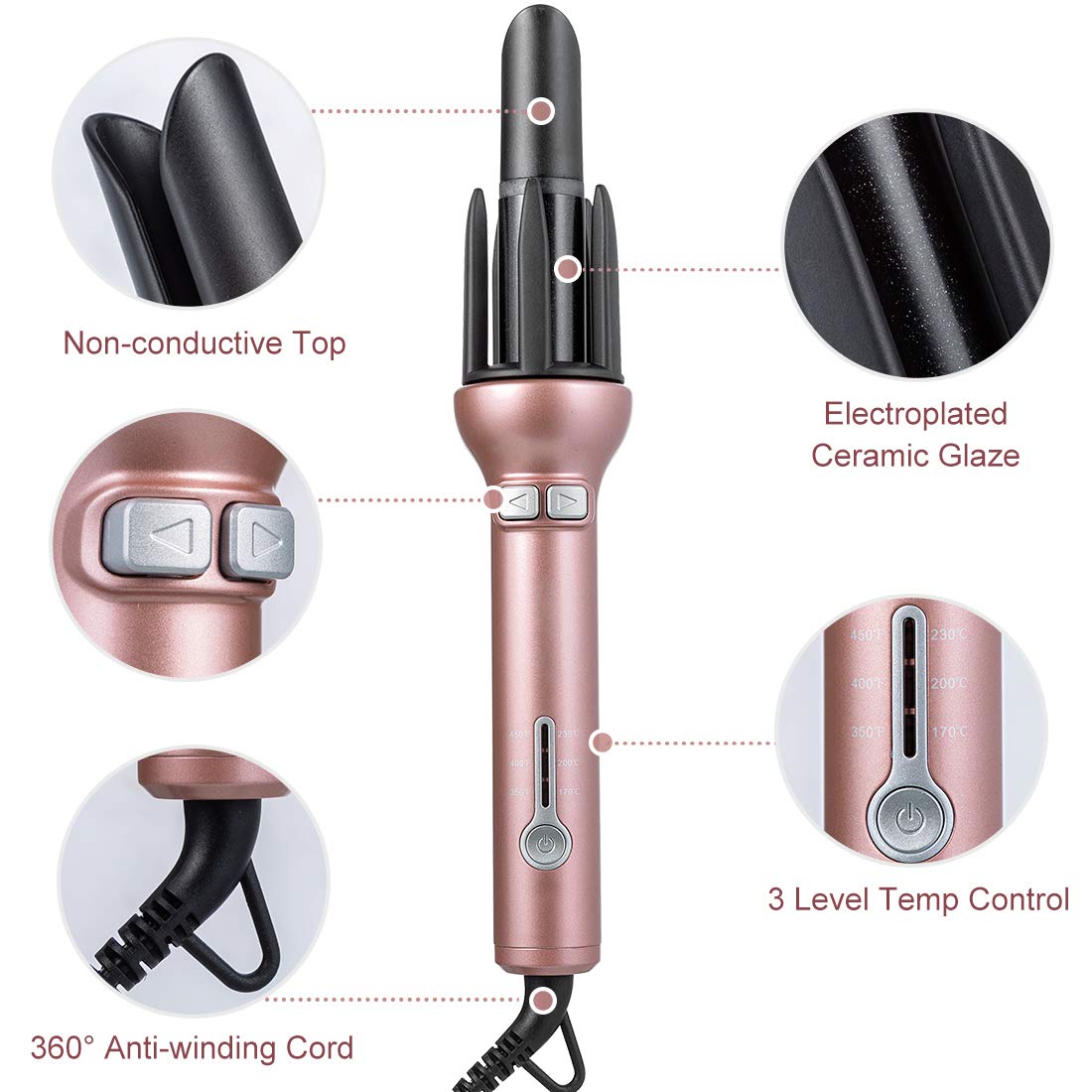 Automatic Hair Curler for Long Hair Auto Curling Iron Spin Curling Wand 360 Rotating Styling Wand 1.1" Ceramic Professional Spiral Beach Waver Iron,Styling Tools & Appliances Mothers Day Gifts: Beauty