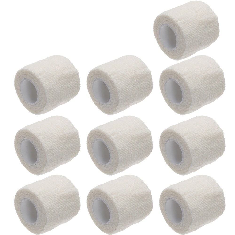 E Support pack of 10 rolls self-adhesive bandages, finger patches, wound dressing self-adhesive bandage, waterproof 4.5 m x 5 cm, White