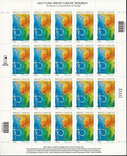 1998 Breast Cancer Research 20 x First Class Mail US Postage Stamps Scott B1