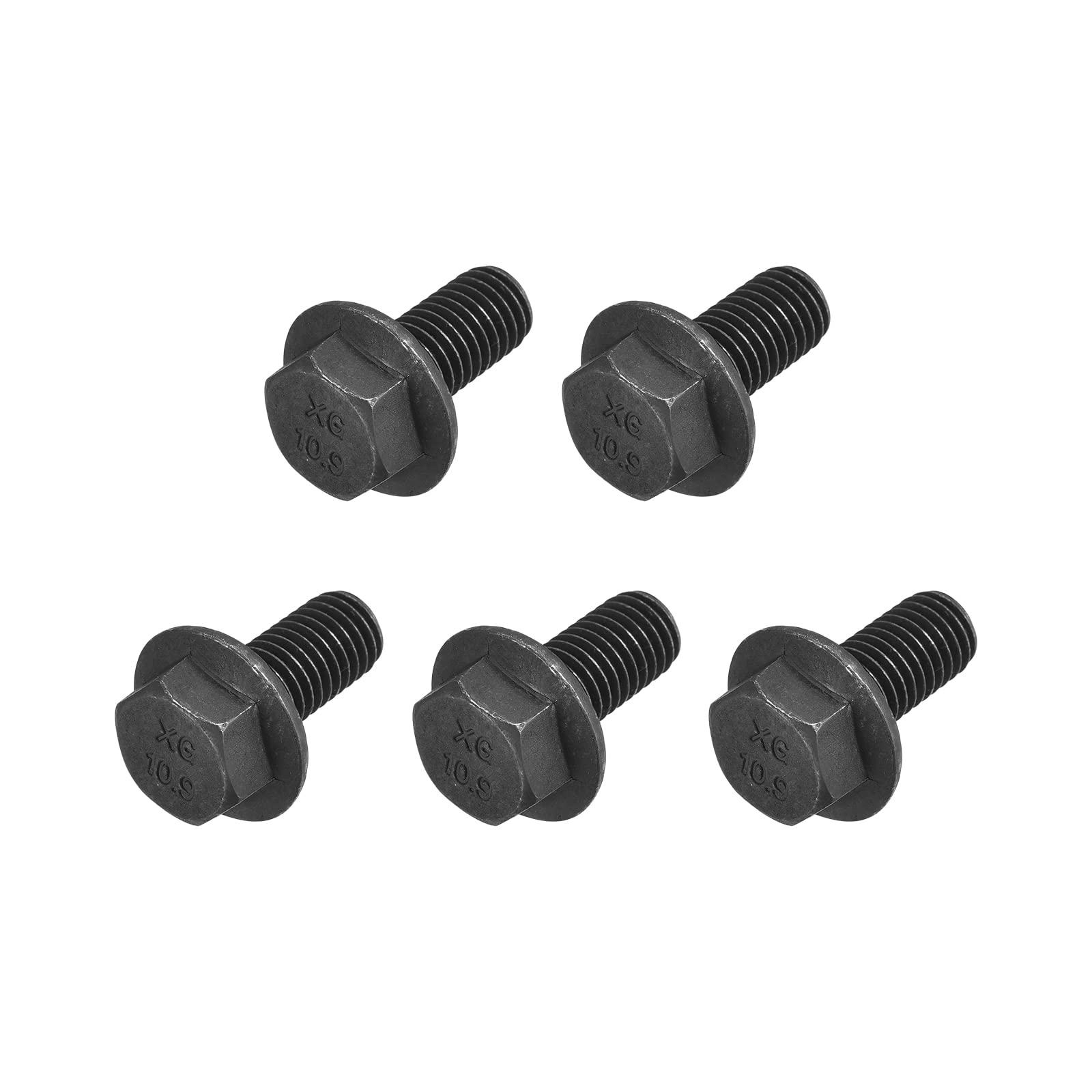 METALLIXITY Flanged Hex Head Bolts (M10x20mm) 5pcs, Hexagon Serrated Flange Bolt Fully Thread Screw - for House Construction Hardware Fasteners
