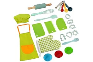 FETHWOIN 24PCS Montessori Kitchen Tools for Toddler, Safe Kids Cooking Sets Real, Kids Baking Sets for Girls Boy, Toddler Kitchen Tools , Montessori Toys Gifts for 3 4 5 6 7 8 9 10 Year Old