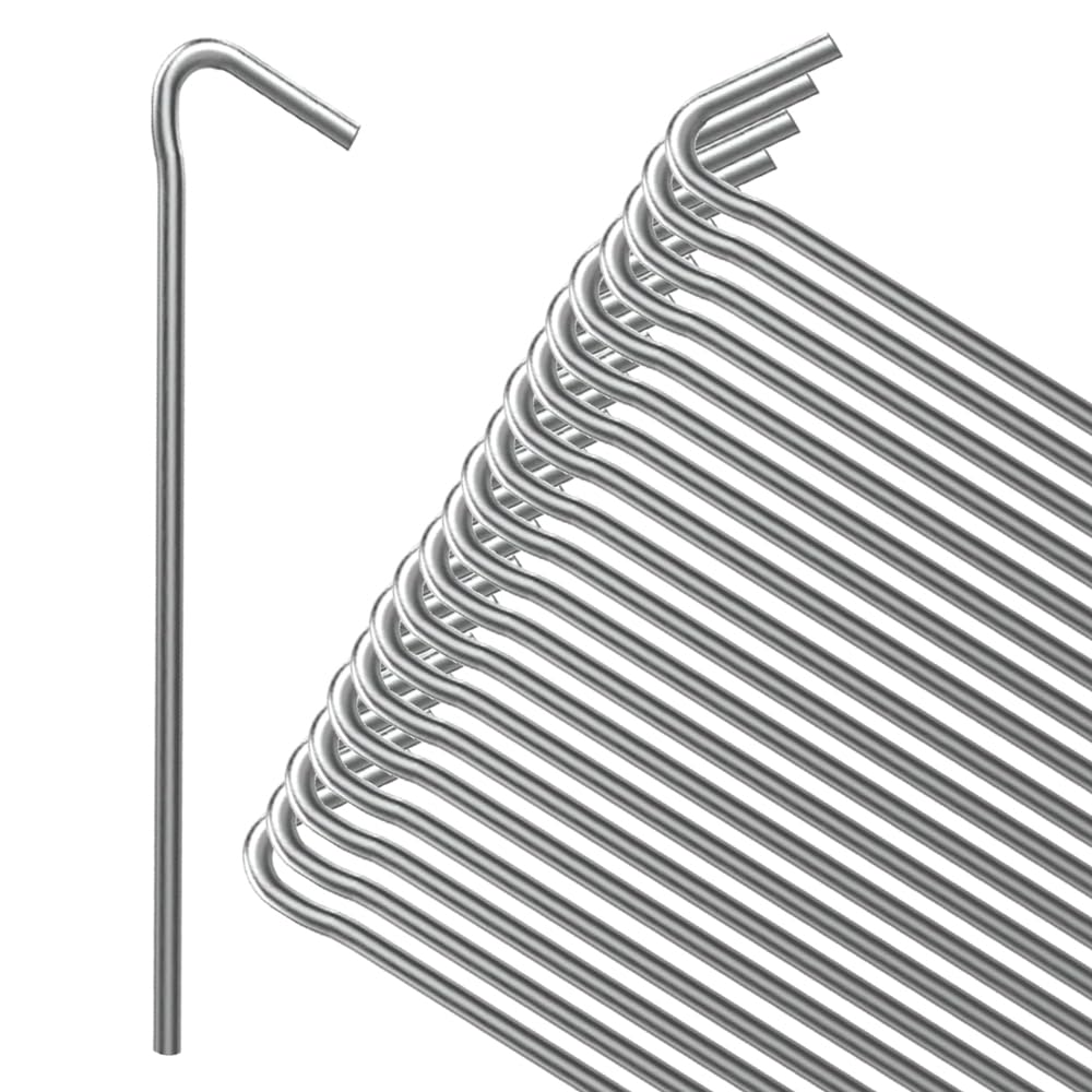 ANSIO® Tent Pegs Pack of 50 Galvanised Metal Pegs 4mm x 9 inch, Heavy Duty Camping Ground Pegs, Ideal for Camping,Hiking,Traveling,Beach and Outdoor