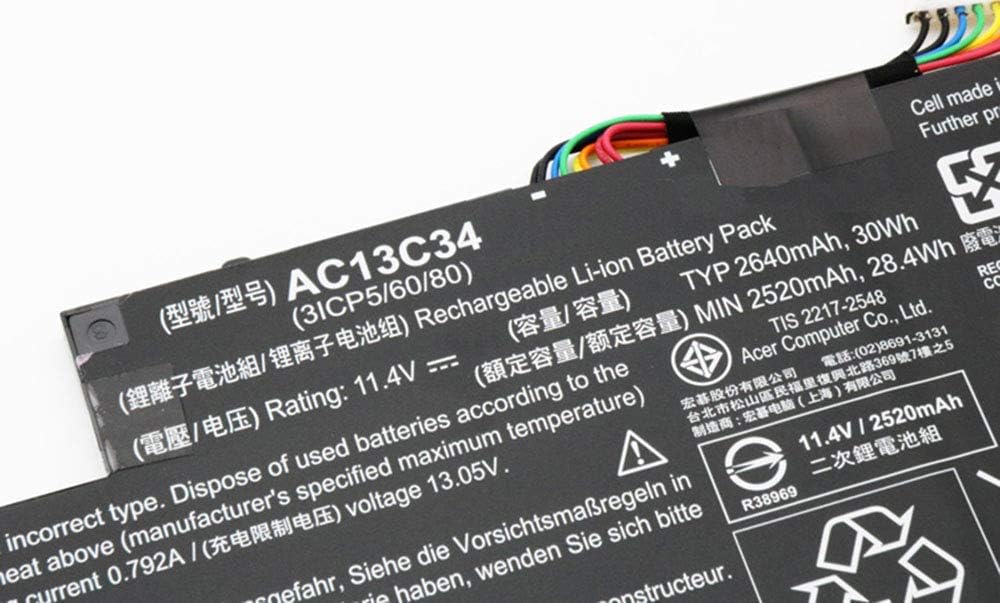 ASKC 30WH 2640mAh AC13C34 Laptop Battery for Acer Aspire V5-122P V5-122P-0408 V5-122P-0467 V5-122P-0468 E3-111 E3-112 V5-132 V5-132P Series 3ICP5/60/80 KT.00303.005 - Image 3